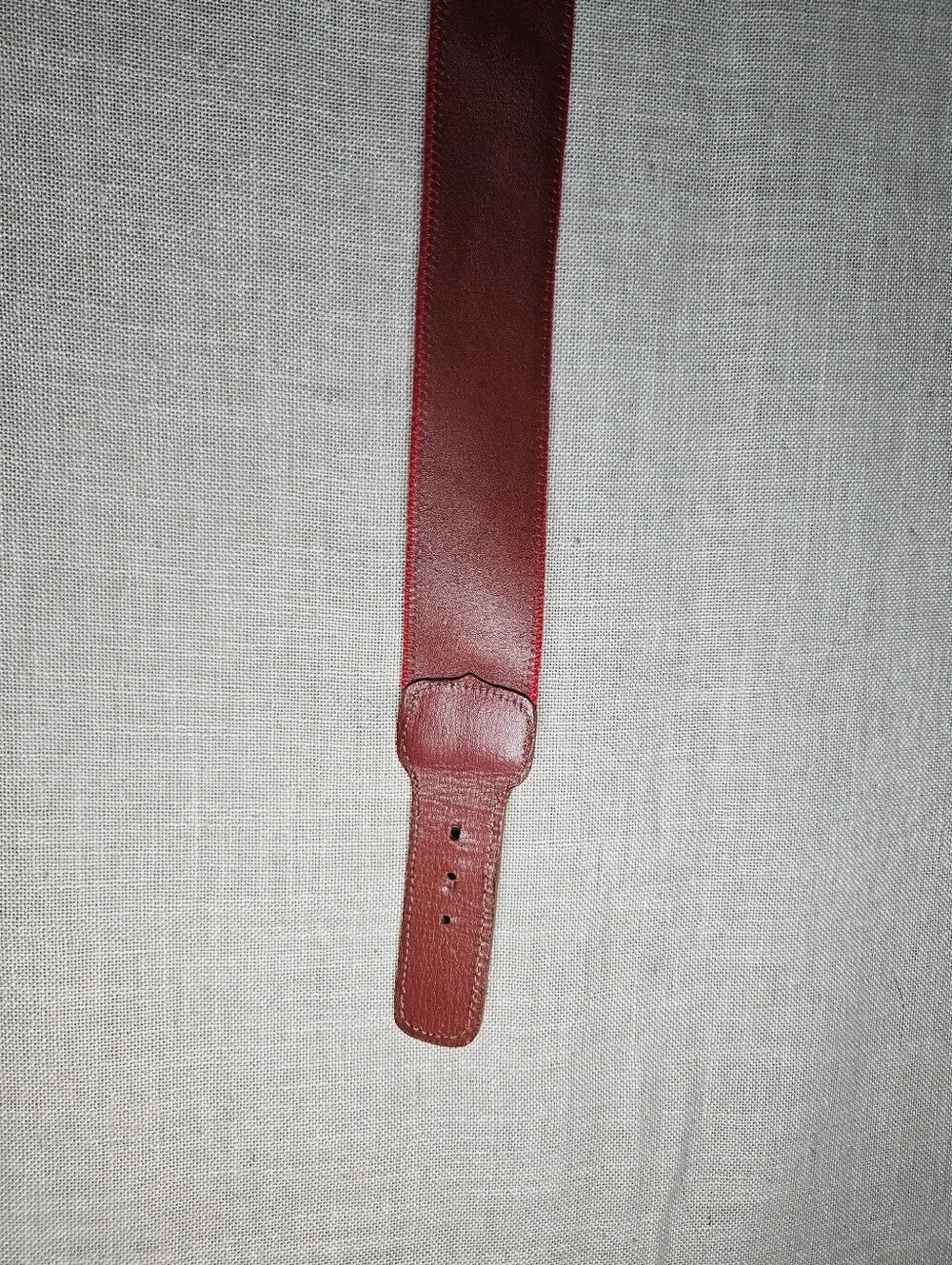 Red Belt with Tan Leather Accents